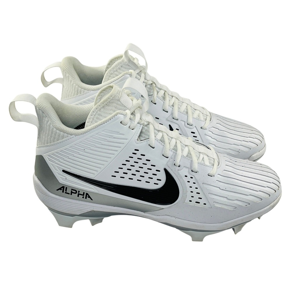 Nike Alpha Menace Strong Football Cleats Mens 11 White Silver Mid Top Sport Shoe